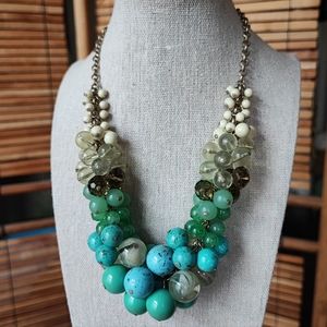 Lia Sophia Laguna Regatta Beaded Bauble Beaded Necklace Faux Jade Turquoise